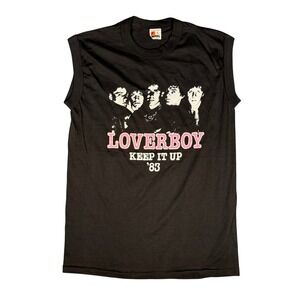 Vintage 1983 Loverboy Keep It Up Tour Muscle Tee Signal Black M/L fit USA